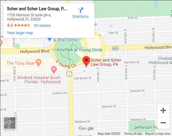 Map Image of Scher and Scher Injury Law Firm Hollywood Fl